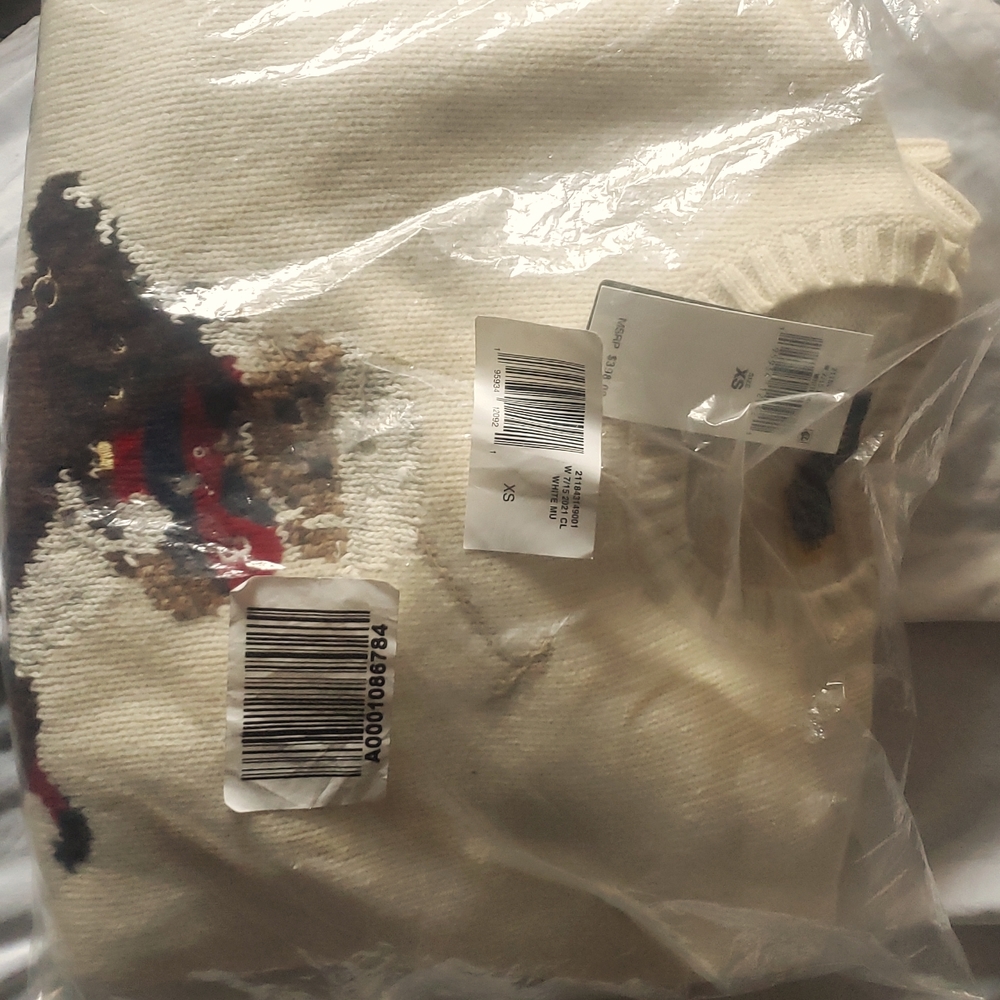 XS Unisex Polo White Sweater